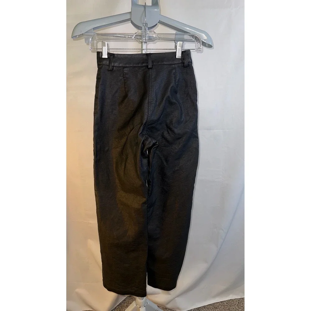 Cotton On Womens Black Faux Leather Straight Leg High Rise Pants Size 2 US 6 AU